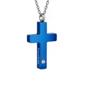 Collar de urna de cremación con cruz azul grabado con Always on My Mind en acero - Always on my mind / Azul