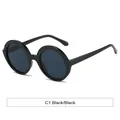 Lunettes de soleil rondes oversize tendance en noir classique C1 - Lunettes de Soleil (BJ4004) / Monture Noir Brillant Verres Gris Noir (C1)