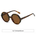 Lunettes de soleil rondes oversize écaille de tortue avec verres bruns variante C2 - Lunettes de Soleil (BJ4004) / Monture Écaille Verres Thé (C2)