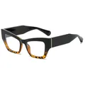 Lunettes de soleil œil de chat pour femmes avec monture bicolore noir et léopard - C10 upper and lower black hawksbill anti-blue light
