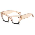 Lunettes œil-de-chat beiges chic avec monture dégradée noire et protection UV femmes - C11 Haut Champagne Bas Noir Anti-Lumière Bleue