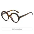 Lunettes rondes rétro à monture épaisse en motif écaille C9 avec verres clairs - Écaille Anti-Lumière Bleue (C9)
