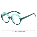 Lunettes de soleil rondes surdimensionnées avec monture bleu-vert transparente - Monture Bleu Vert Anti-Lumière Bleue (C12)
