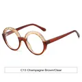Lunettes de soleil rondes oversize avec monture dégradée marron champagne et clair - Monture Champagne Marron Anti-Lumière Bleue (C13)