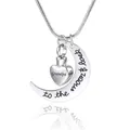 Collar de urna de cremación de corazón y luna grabado con Grandpa - Estilo Abuelo