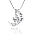 Collar de cremación de plata con urna de corazón y colgante de luna grabado Aunt - Estilo Tía