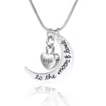 Collar urna de cremación con corazón y luna de plata para esposa con grabado especial - Para mi esposa