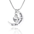 Collar de urna de corazón en acero inoxidable con media luna y grabado para mascotas - Patrón de Perro