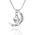 Collar de urna para cenizas corazón con luna creciente para mamá en metal plata - Estilo MOM