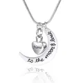 Collar para cenizas luna corazón grabado con Nana y to the moon and back plata - Estilo Nana