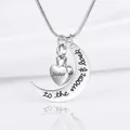 Collar de urna de corazón Sister con colgante de luna y grabado para cenizas de recuerdo - Estilo Hermana