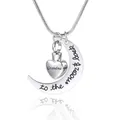 Collar de urna corazón grabado Grandma con colgante de luna - Estilo Abuela