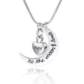 Collar de urna de corazón plateado con colgante de luna y grabado Papa en acero - Estilo Papa