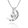 Elegante collar de urna de cremación con corazón y luna creciente para mamá plata - Estilo Mum