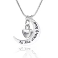 Collar de urna de cremación con corazón y media luna grabado 'to the moon & back' - Estilo Opa