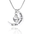 Collar de urna de cremación de corazón y luna con grabado Daughter en plata - Estilo Para mi hija