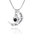 Collar urna cremación luna creciente corazón huella pata plata - Estilo de Huella de Pata Negro