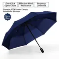 Navy blue automatic folding umbrella with windproof design for sun and rain protection - Automatic-Navy Blue