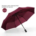 Automatic folding umbrella in wine red, 97cm diameter windproof sunshade for one - Automatic-Wine Red