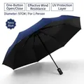 Navy blue automatic folding umbrella with black UV protection coating for sun and rain - Automatic-Black Coating-Navy Blue