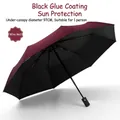 Automatic folding umbrella with black sunscreen coating in wine red color - Automatic-Black Coating-Wine Red