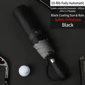 Large automatic black folding umbrella with safety reflective strip and 105cm coverage - Reflective Automatic (10-Rib Enlarged) / 105cm / Black