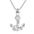 Stainless steel anchor urn necklace for memorial cremation ashes, silver finish. - Anchor Shape (7668989) / Silver