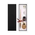 Vintage wooden dip pen calligraphy set with ink in black gift box - Transparent Wood Handle Pen (SP455-01) / Transparent Natural Wood Color
