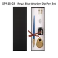 Vintage royal blue wooden dip pen calligraphy gift set with ink and extra nibs - Royal Blue Wood Handle Pen (SP455-03) / Sapphire Blue