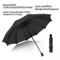 Extra large black 10-rib manual folding umbrella with 105cm diameter for 2-3 persons - Large 10-Rib Manual / Large-Black