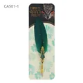 Vintage dark green feather dip pen with golden nib on decorative owl backing card - Flower Fireworks CA501-1 (CA501-1) / Flower Fireworks-Dark Green