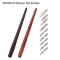 Professional wooden dip pen set with assorted metal nibs for manga and watercolor - Brown Tea Smoke Style (WD496-07)