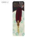 Vintage burgundy feather dip pen with golden ornate nib and owl theme packaging - Flower Fireworks CA501-2 (CA501-2) / Flower Fireworks-Wine Red