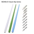 Professional wooden dip pen set with 3 colored handles and 9 assorted metal nibs for drawing - Clear Sky Style (WD496-01) / 3 Pens with 9 Nibs
