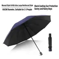 Navy blue manual folding umbrella with 105cm 10-rib black coating sun protection - Large-Black Coating-Navy Blue