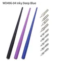 Calligraphy dip pen set with 3 colorful wooden holders and various nibs - Deep Blue Ink Style (WD496-04)