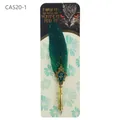 Vintage green feather dip pen with elegant gold rose emblem decoration - Mirror Rose CA520-1 (CA520-1) / Mirror Rose-Dark Green