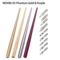 Calligraphy dip pen set featuring 4 ergonomic wood holders and 10 varied metal nibs - Fantasy Gold Purple Style (WD496-05)