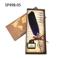 Vintage purple feather pen calligraphy set with silver crown nib holder and map box - Purple (SP498-05)