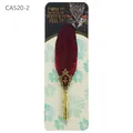 Elegant vintage red feather dip pen with golden glitter on decorative owl backing card - Mirror Rose CA520-2 (CA520-2) / Mirror Rose-Wine Red