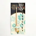 Vintage wooden oblique dip pen set with 5 metal nibs for English calligraphy practice - Waterdrop Floral Slanted (CA457-05)