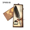 Vintage world map series feather pen calligraphy set with ink and five metal nibs - Gray (SP498-06)