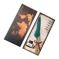 Vintage European quill pen gift set featuring a green feather and world map themed box - European Retro (SFDPB009035)