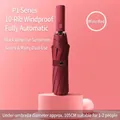Automatic wine red folding umbrella with black coating sun protection for 1-2 people - P Series-10 Ribs-Wine Red