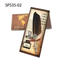 Vintage crown feather quill pen set with world map gift box and ink - Orange (SP535-02)