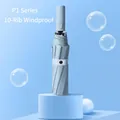 Light blue automatic foldable umbrella with 10-rib windproof frame and UV protection - P Series-10 Ribs-Light Blue