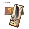 Antique vintage black feather quill pen set with world map themed gift box and five nibs - Gray (SP535-06)