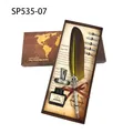 Vintage feather quill pen set with world map gift box and extra nibs - Yellow (SP535-07)