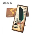 Vintage green quill pen set with crown design and world map theme gift box - Dark Green (SP535-09)