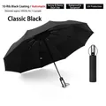 Classic black 10-rib automatic folding umbrella with sun and rain protection coating - Large 10-Rib Automatic Style / Black